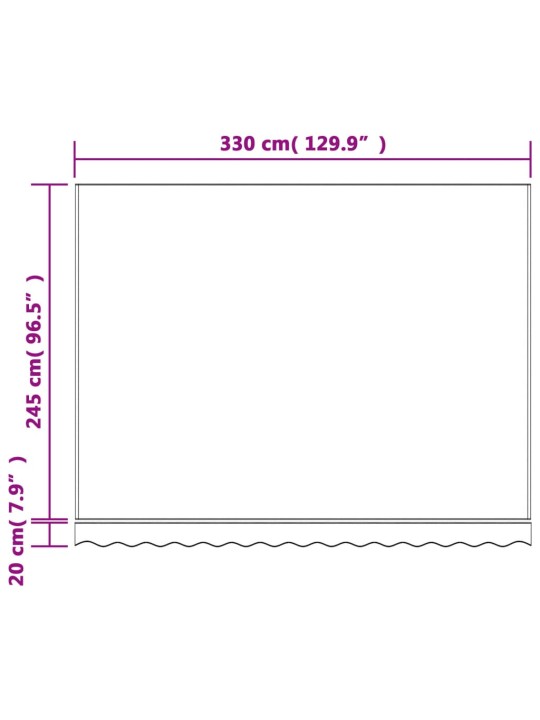 Varikatuse asenduskangas, punase ja valge triibuline, 3,5x2,5 m