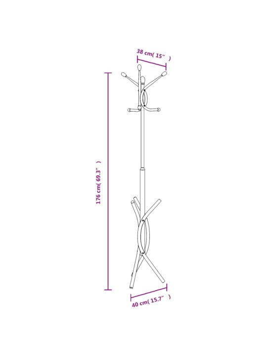 Riidenagi, valge, 176 cm, pulbervärvitud raud