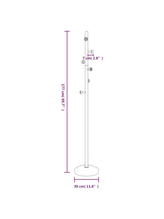 Riidenagi, must, 177 cm, pulbervärvitud raud