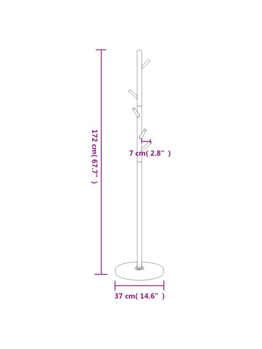 Riidenagi, must, 172 cm, pulbervärvitud raud