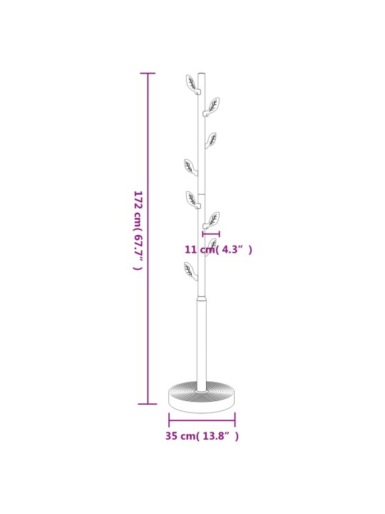 Riidenagi, valge, 172 cm, pulbervärvitud raud