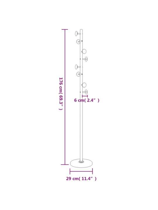 Riidenagi, must, 176 cm, pulbervärvitud raud