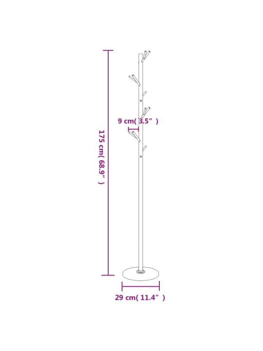 Riidenagi, must, 175 cm, pulbervärvitud raud