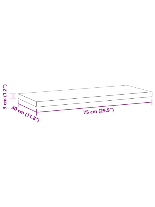 Seinariiulid 2 tk, 75x30x3 cm, must, roostevaba teras