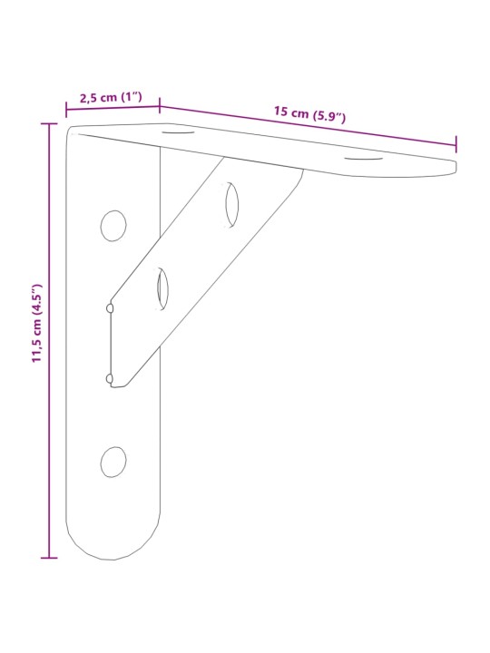 Riiuliklambrid 4 tk 15x2,5x11,5 cm hõbedane roostevaba teras