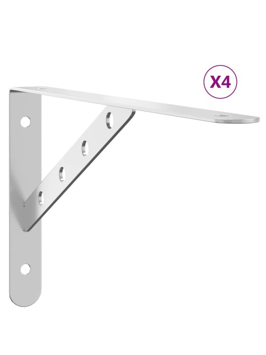 Riiuliklambrid 4 tk 30x2,5x15,5 cm hõbedane roostevaba teras