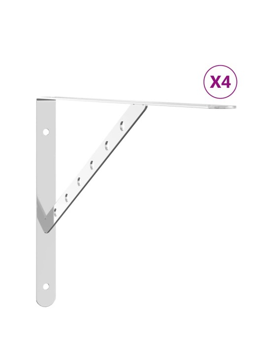 Riiuliklambrid 4 tk 40x2,5x25 cm hõbedane roostevaba teras