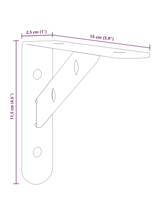 Riiuliklambrid 4 tk 15x2,5x11,5 cm must roostevaba teras