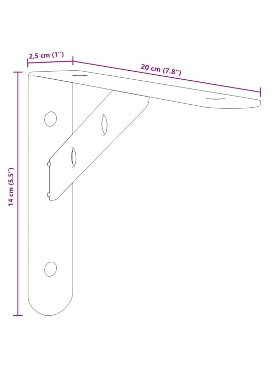 Riiuliklambrid 4 tk 20x2,5x14 cm must roostevaba teras