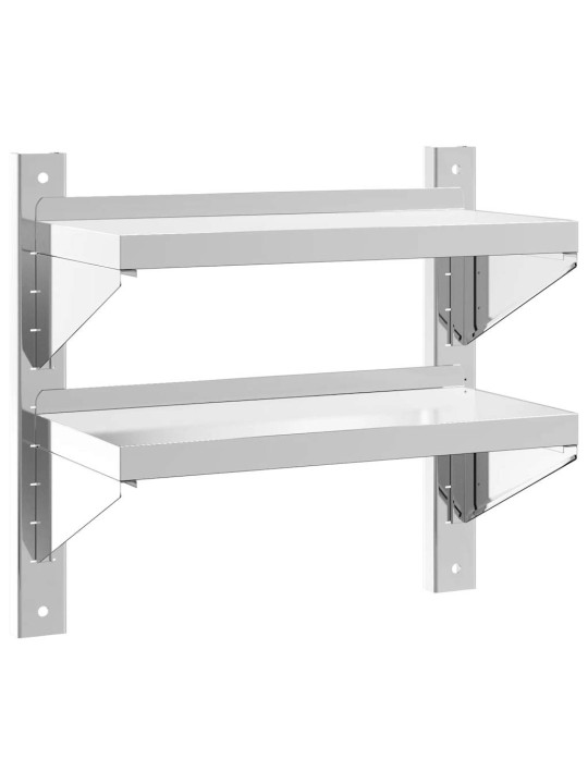 2-korruseline seinariiul 50x23,5x60cm hõbedane roostevaba teras