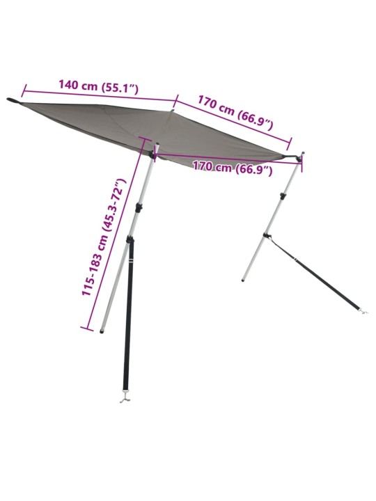 T-tüüpi varikatuse pikendus, hall, 170x170x(115-183) cm