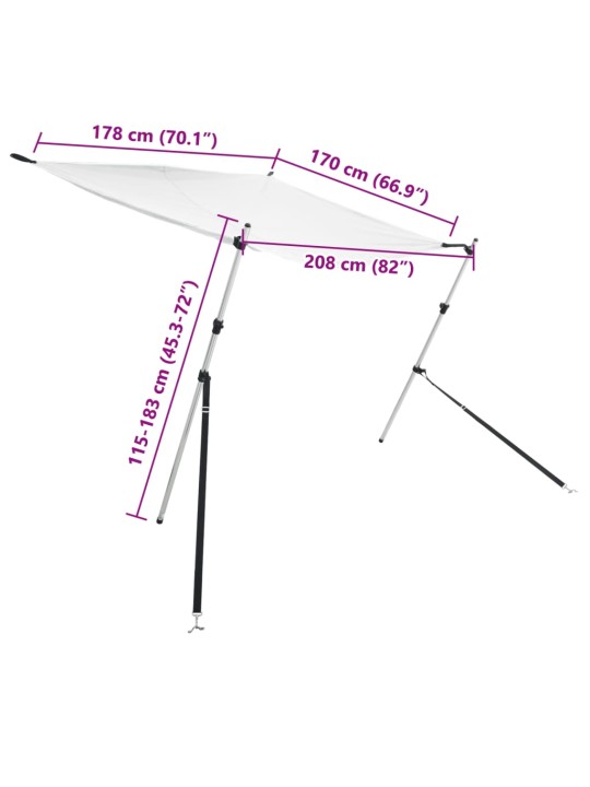 T-tüüpi varikatuse pikendus, valge 170x208x(115-183) cm