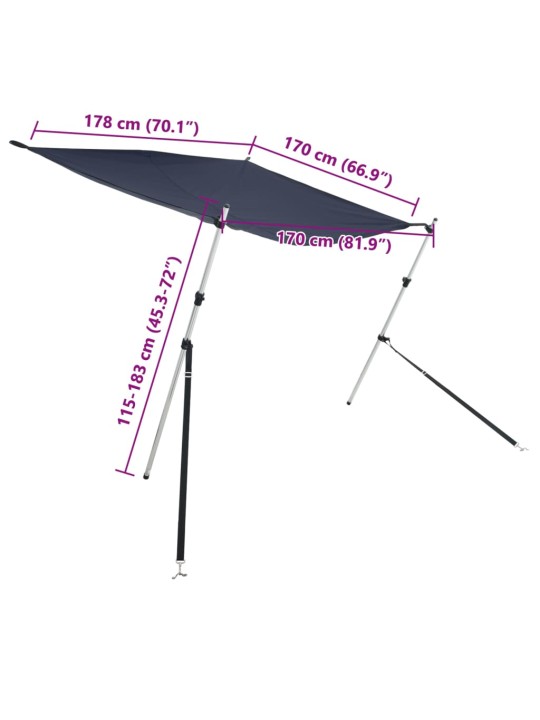 T-tüüpi varikatuse pikendus, tumesinine, 170x208x(115-183) cm