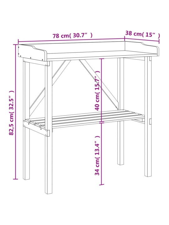 Riiuliga taimelaud, 78 x 38 x 82,5 cm, nulupuit