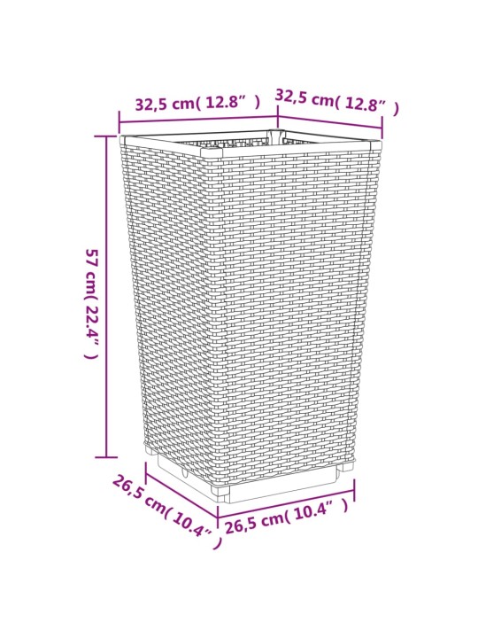 Aia taimekastid 2 tk, hall, 32,5 x 32,5 x 57, pp