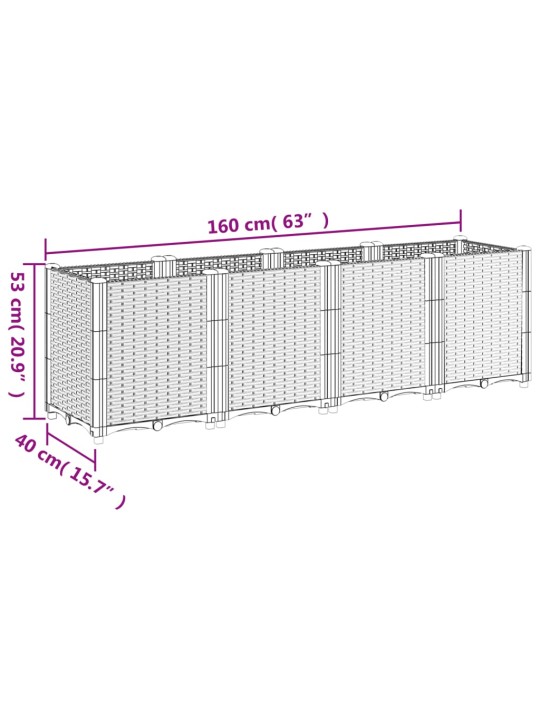 Aia taimekast, must, 160 x 40 x 53 cm, pp