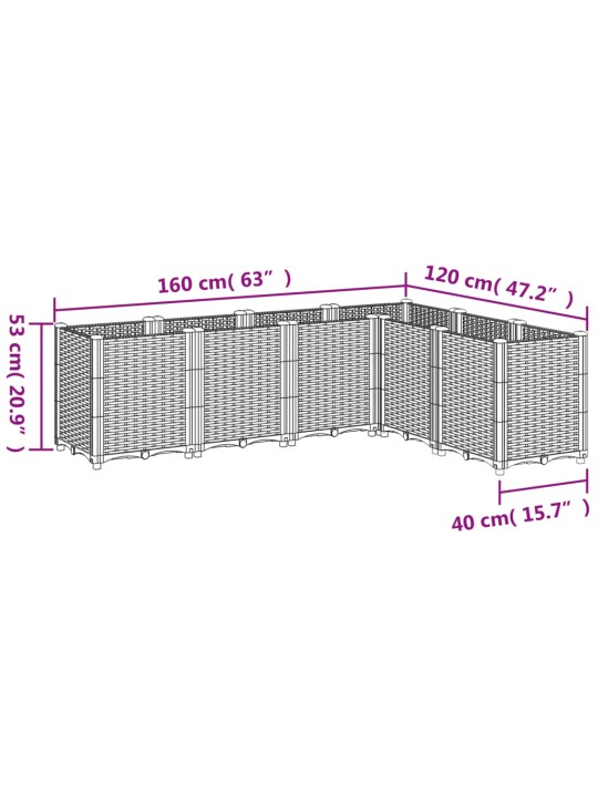 Aia taimekast, helehall, 160 x 120 x 53 cm, pp