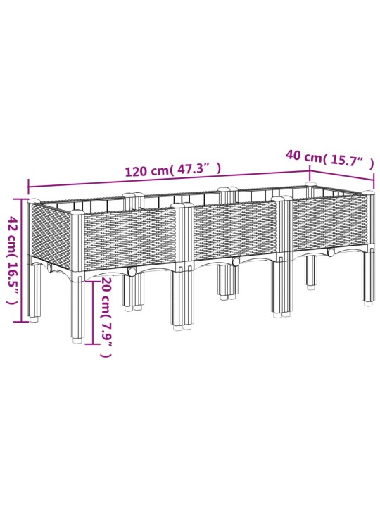 Jalgadega taimekast, must, 120 x 40 x 42 cm, pp