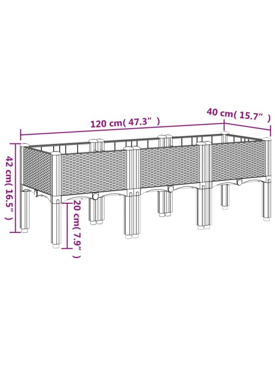 Jalgadega taimekast, pruun, 120 x 40 x 42 cm, pp