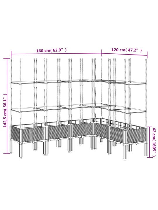 Võrega taimekast, hall, 160 x 120 x 142,5 cm, pp