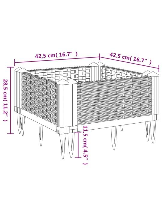 Vaiadega taimekast, hall, 42,5 x 42,5 x 28,5 cm, pp