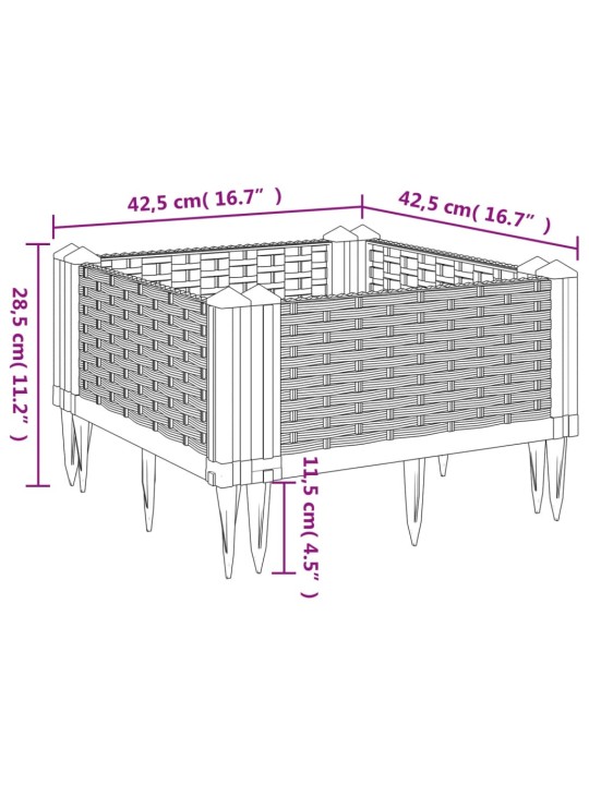 Vaiadega taimekast, valge, 42,5x42,5x28,5 cm, pp