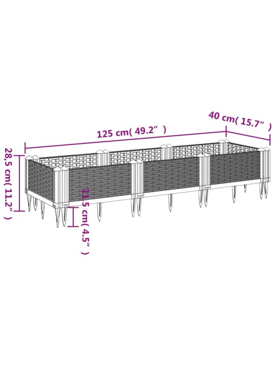 Vaiadega taimekast, pruun, 125 x 40 x 28,5 cm, pp