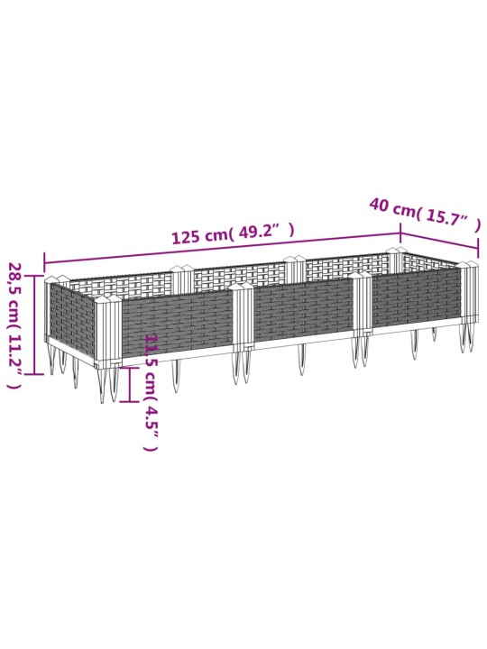 Vaiadega taimekast, helehall, 125x40x28,5 cm, pp