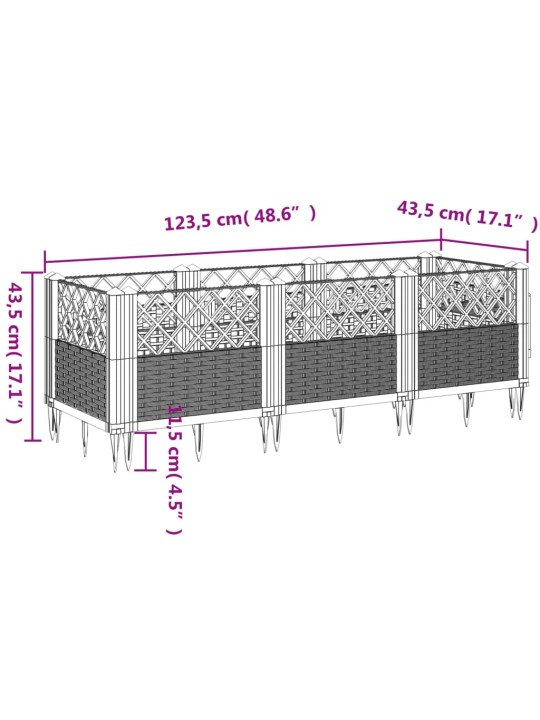 Vaiadega taimekast, pruun, 123,5 x 43,5 x 43,5 cm, pp