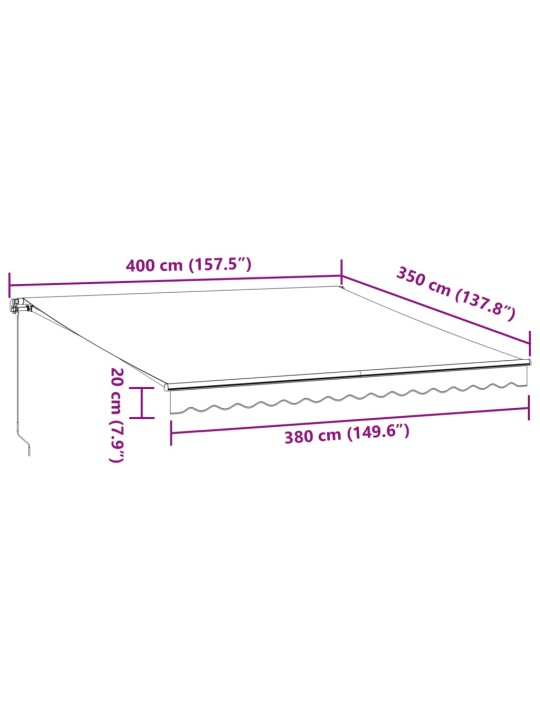 Käsitsi sissetõmmatav varikatus, burgundia punane, 400 x 350 cm