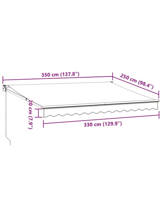 KÄSITSI SISSETÕMMATAV VARIKATUS, BURGUNDIA PUNANE, 350X250 CM