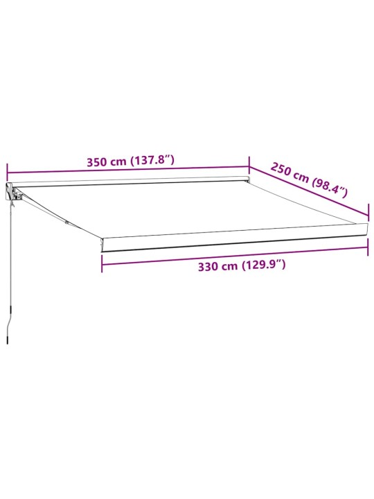 Käsitsi sissetõmmatav varikatus, burgundia punane, 350x250 cm