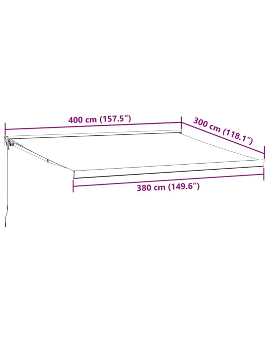 Käsitsi sissetõmmatav varikatus, veinipunane, 400 x 300 cm