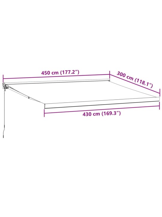 Käsitsi sissetõmmatav varikatus, burgundia punane, 450x300 cm