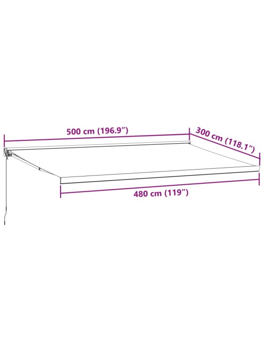 Käsitsi sissetõmmatav varikatus, veinipunane, 500 x 300 cm