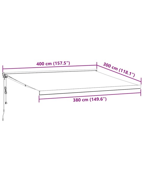 Automaatselt sissetõmmatav varikatus, veinipunane, 400x300 cm