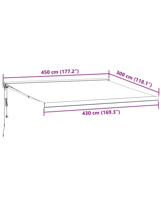 Automaatselt sissetõmmatav varikatus, veinipunane, 450x300 cm