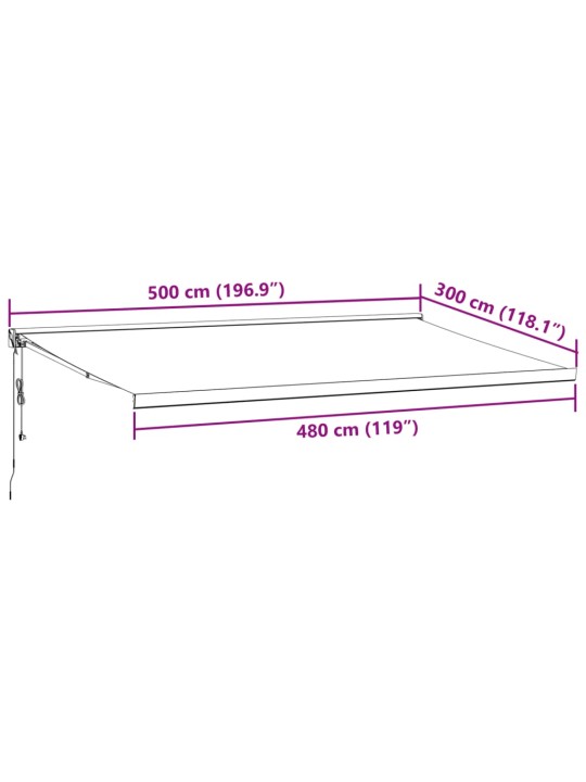 Automaatselt sissetõmmatav varikatus, veinipunane, 500x300 cm