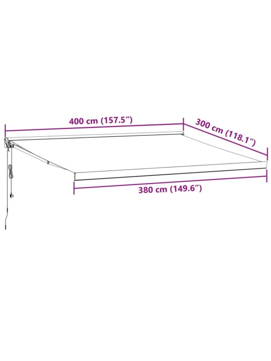 Automaatselt sissetõmmatav varikatus, veinipunane, 400x300 cm