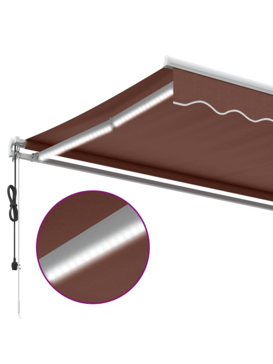 Automaatselt sissetõmmatav varikatus LEDiga, pruun, 400x300 cm