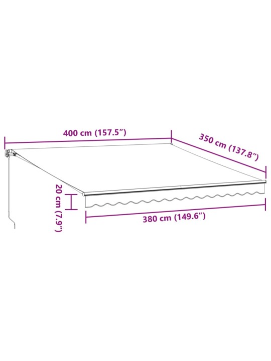 KÄSITSI SISSETÕMMATAV VARIKATUS, PRUUN, 400 X 350 CM
