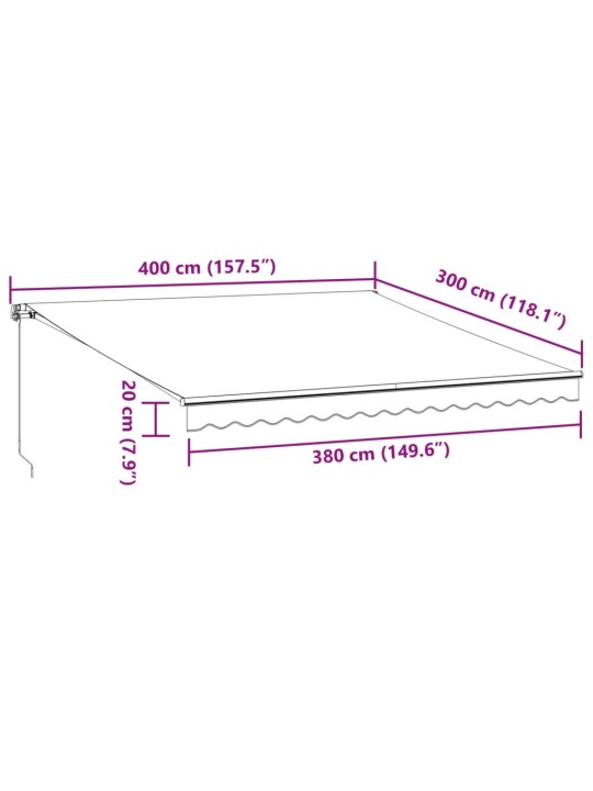 Automaatselt sissetõmmatav varikatus, pruun, 400 x 300 cm