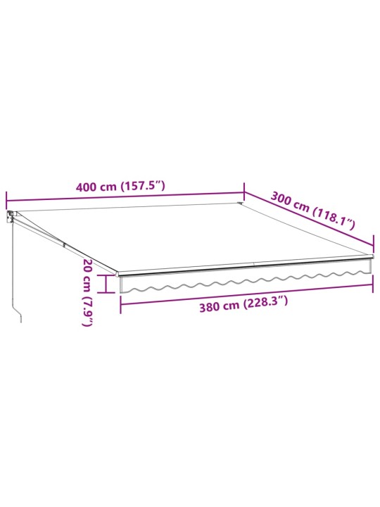 KÄSITSI SISSETÕMMATAV VARIKATUS, PRUUN, 400 X 300 CM