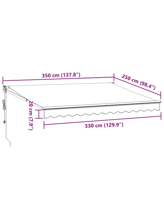Automaatselt sissetõmmatav varikatus, pruun, 350x250 cm