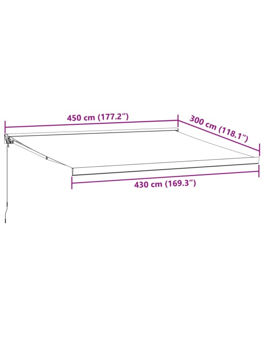 Käsitsi sissetõmmatav varikatus, pruun, 450 x 300 cm