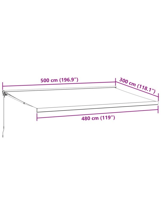 Käsitsi sissetõmmatav varikatus, pruun, 500 x 300 cm