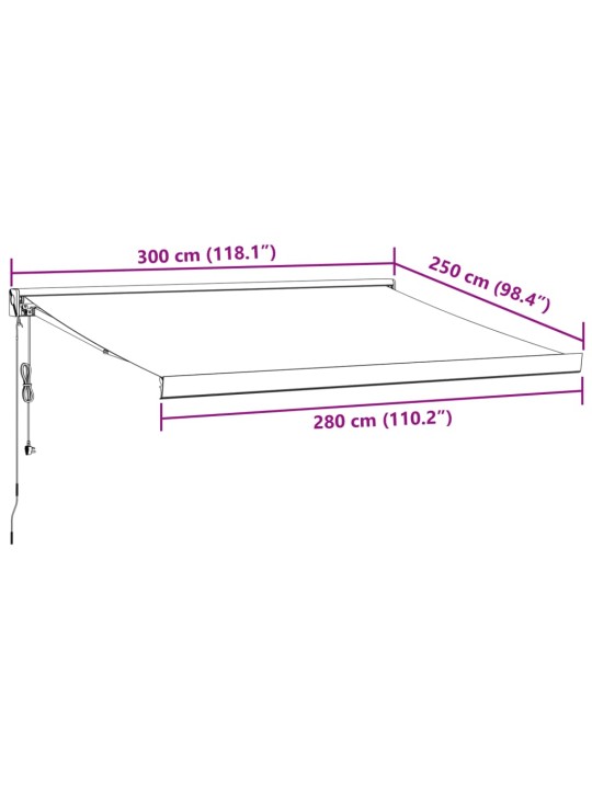 Automaatselt sissetõmmatav varikatus, pruun, 300 x 250 cm