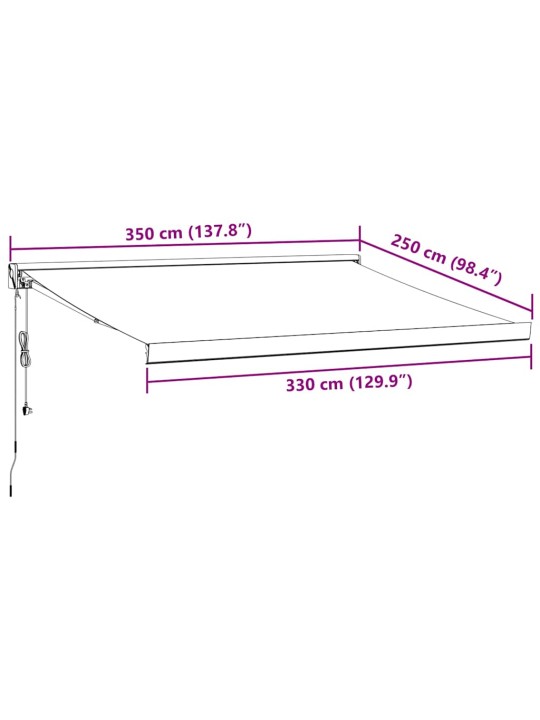 Automaatselt sissetõmmatav varikatus, pruun, 350x250 cm