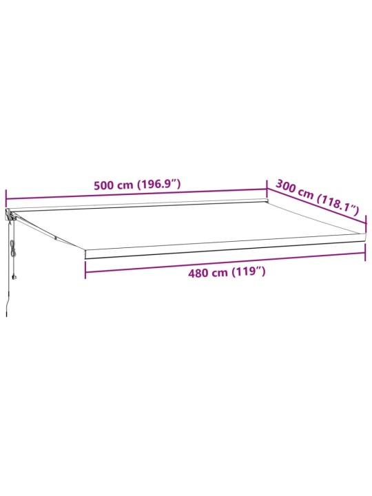 Automaatselt sissetõmmatav varikatus, pruun, 500x300 cm