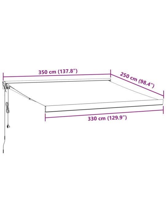 Automaatselt sissetõmmatav varikatus, pruun, 350x250 cm